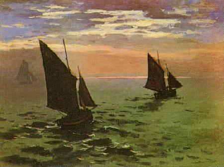 Claude Monet Fishing Boats at Sea oil painting picture